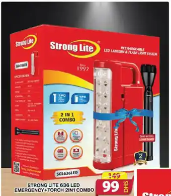 Grand Hyper Market STRONG LITE 636 LED EMERGENCY+TORCH 2IN1 COMBO offer