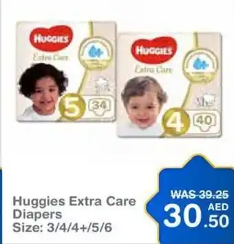 Choithrams Huggies Extra Care Diapers Size 3/4/4 + /5/6 offer