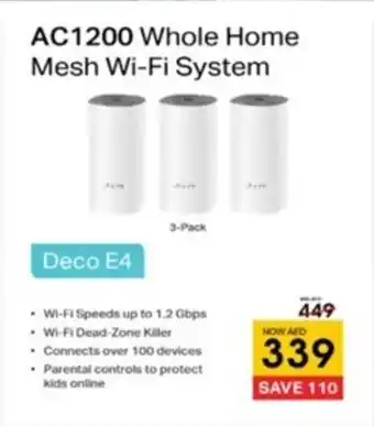 Lulu Hypermarket AC1200 Whole Home Mesh Wi-Fi System Deco E4 offer