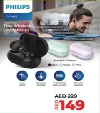 Lulu Hypermarket PHILIPS True Wireless HeadphoneTrue Wireless Active Noise Canceling Headphones offer