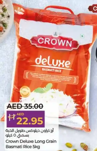 Lulu Hypermarket Crown Deluxe Long Grain Basmati Rice 5kg offer
