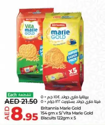Lulu Hypermarket Britannia Marie Gold 154 gm x 5/Vita Marie Gold Biscuits 122gmx5 offer