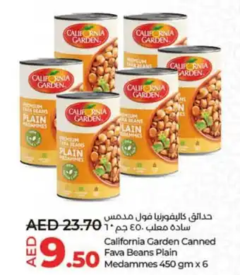 Lulu Hypermarket California Garden Canned Fava Beans Plain Medammes 450 gm x 6 offer