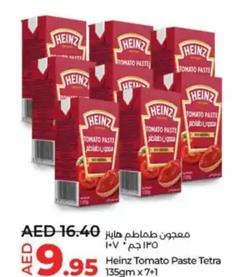 Lulu Hypermarket Heinz Tomato Paste Tetra 135gm x 7+1 offer