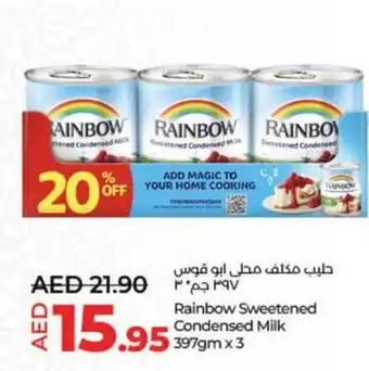 Lulu Hypermarket Rainbow Sweetened Condensed Milk 397gm x 3 offer