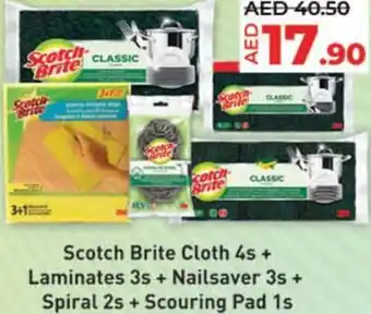 Lulu Hypermarket Scotch Brite Cloth 4s + Laminates 3s+ Nailsaver 3s + Spiral 2s + Scouring Pad 1s offer