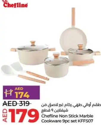 Lulu Hypermarket Chefline Non Stick Marble Cookware 9pc set KFFS07 offer