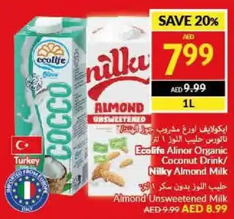 Viva Ecolife Alinor Organic Coconut Drink / Nilky Almond Milk 1L offer