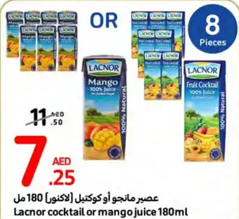 Carrefour Lacnor cocktail or mango juice 180ml offer