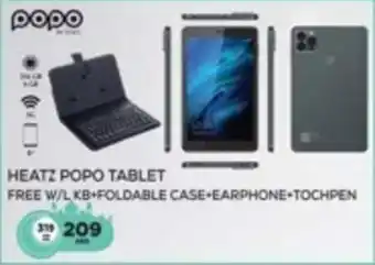 Safari Hypermarket HEATZ POPO TABLET FREE W/L KB+FOLDABLE CASE-EARPHONE-TOCHPEN offer