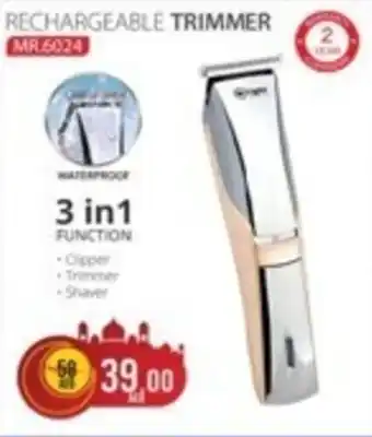 Safari Hypermarket RECHARGEABLE TRIMMER offer