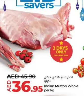 LuLu Express Indian Mutton Whole per kg offer