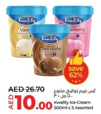 LuLu Express Kwality Ice Cream 500ml x 3 Assorted offer