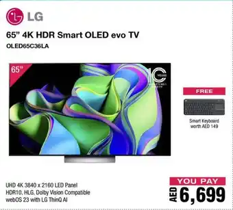 Jumbo LG 65 4K HDR Smart OLED evo TV OLED65C36LA offer