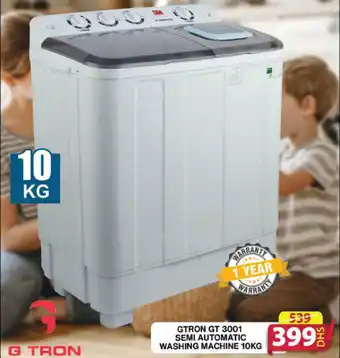 Grand Hyper Market GTRON GT 3001 SEMI AUTOMATIC WASHING MACHINE 10KG offer