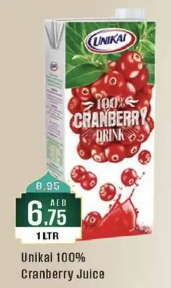 West Zone Supermarket Unikai 100% Cranberry Juice 1LTR offer