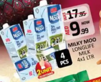 Al Madina Hypermarket MILKY MOO LONGLIFE MILK 4x1 LTR offer