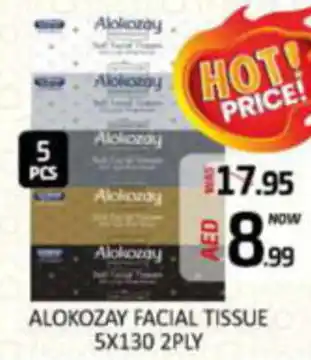 Al Madina Hypermarket ALOKOZAY FACIAL TISSUE 5X130 2PLY offer