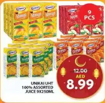 Grand Hyper Market UNIKAI UHT 100% ASSORTED JUICE 9X250ML offer