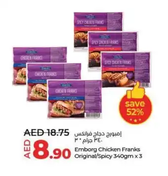 Emborg Chicken Franks Original Spicy 340gm x3