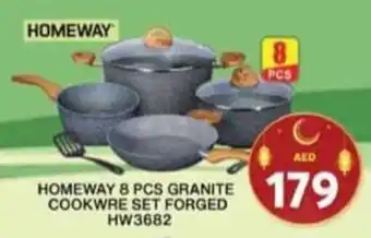 Grand Hyper Market HOMEWAY 8 PCS GRANITE COOKWRE SET FORGED HW3682 offer