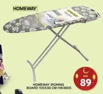 Grand Hyper Market HOMEWAY IRONING BOARD 105X30 CM HW3605 offer