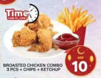Grand Hyper Market BROASTED CHICKEN COMBO 3 PCS + CHIPS + KETCHUP offer