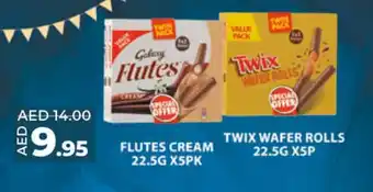 Lulu Hypermarket FLUTES CREAM 22.5G X5PK / TWIX WAFER ROLLS 22.5G X5P offer