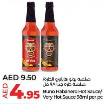 Lulu Hypermarket Buno Habanero Hot Sauce/ Very Hot Sauce 98ml per pc offer