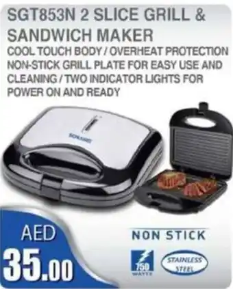 Grand Hyper Market SGT853N 2 SLICE GRILL & SANDWICH MAKER offer