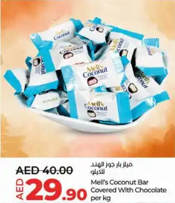 Lulu Hypermarket Mell's Coconut Bar Covered With Chocolate per kg offer