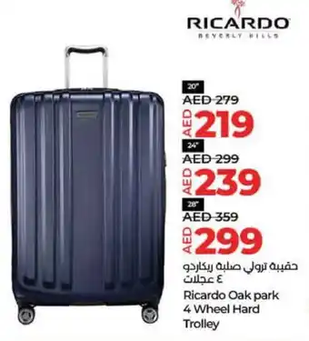 Lulu Hypermarket Ricardo Oak park 4 Wheel Hard Trolley 20" offer