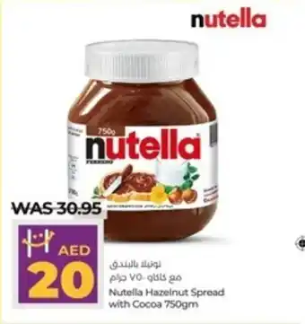 Lulu Hypermarket Nutella Hazelnut Spread with Cocoa 750gm offer