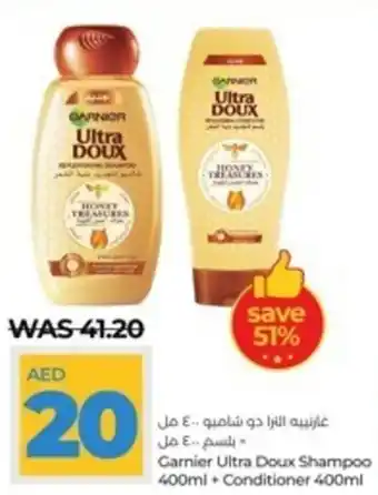 Lulu Hypermarket Garnier Ultra Doux Shampoo 400ml + Conditioner 400ml offer