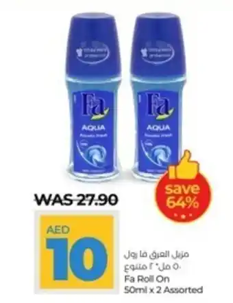 Lulu Hypermarket Fa Roll On 50ml x 2 Assorted offer