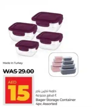 Lulu Hypermarket Bager Storage Container 4pc Assorted offer