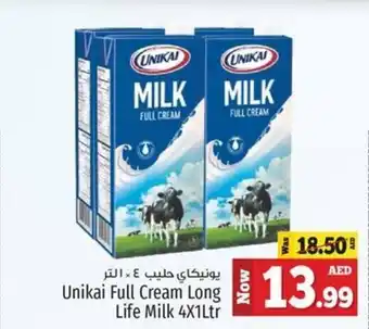 Kenz Hypermarket Unikai Full Cream Long Life Milk 4X1Ltr offer