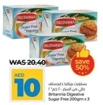 Lulu Hypermarket Britannia Digestive Sugar Free 200gm x 3 offer
