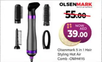 Al Madina Hypermarket Olsenmark 5 in 1 Hair Styling Hot Air Comb -OMH4115 offer