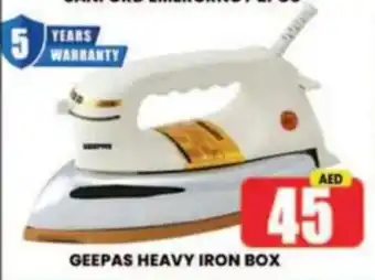 Al Madina Hypermarket GEEPAS HEAVY IRON BOX offer