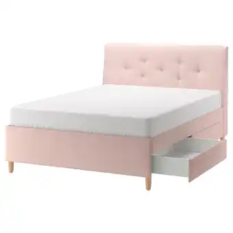 Ikea IdanÄs Upholstered storage bed, Gunnared pale pink, 160x200 cm offer