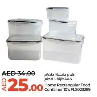 Lulu Hypermarket Home Rectangular Food Container 10's FL2023299 offer