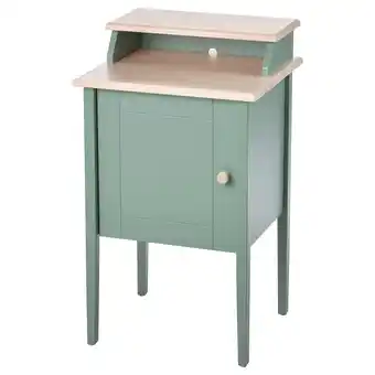 Ikea Olderdalen Bedside table, grey-green/pine, 47x43 cm offer