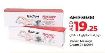 Lulu Hypermarket Radian Massage Cream 2 x 100 ml offer