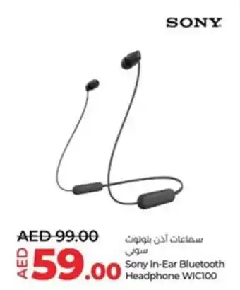 Lulu Hypermarket Sony In-Ear Bluetooth Headphone WIC100 offer