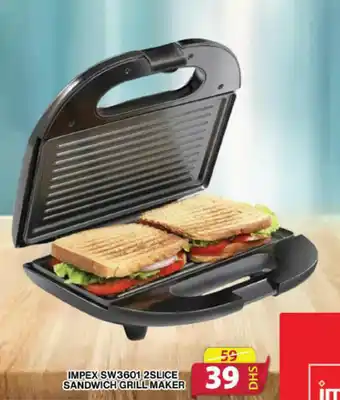 Grand Hyper Market IMPEX SW3601 2SLICE SANDWICH GRILL MAKER offer