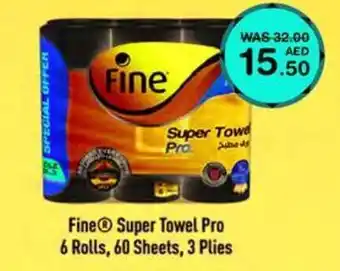 Choithrams Fine Super Towel Pro 6 Rolls 60 Sheets, 3 Plies offer