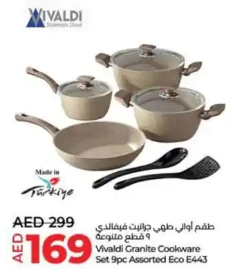 Lulu Hypermarket Vivaldi Granite Cookware Set 9pc Assorted Eco E443 offer