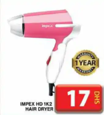 Grand Hyper Market IMPEX HD 1K2 HAIR DRYER offer