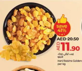 Lulu Hypermarket Irani Raisins Golden per kg offer